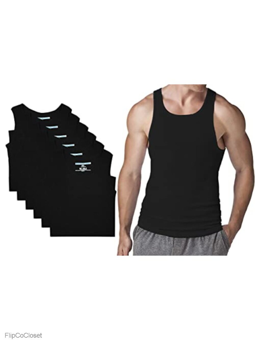 6 Pack Big & Tall Muscle Ribbed Tank Tops A-Shirts 100% Cotton Extended Length